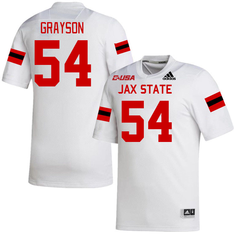 #54 Amare Grayson Jacksonville State Gamecocks College Football Jerseys Stitched-White